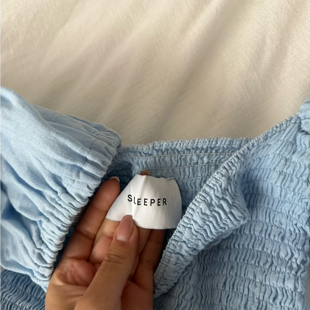 Sleeper Atlanta Light Blue Smocked Top and Shorts Set